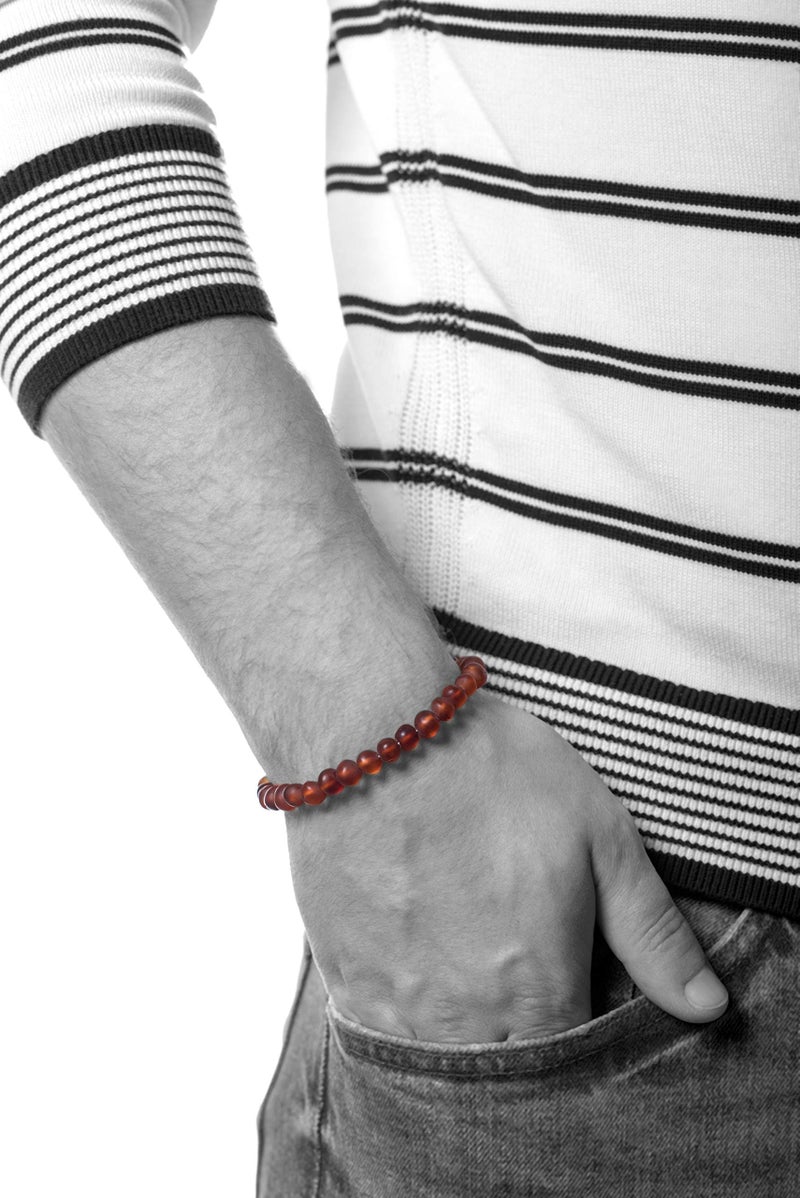 AMBERAGE Natural Baltic Amber Bracelet for Adults (Women/Men) - Hand Made from Raw-Unpolished/Certified Baltic Amber Beads(6 Colors) (8, Raw-Unpolished Cognac) - Image 3